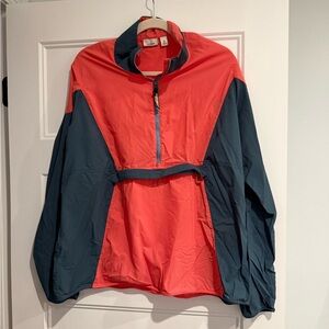 Coral and Slate Blue Windbreaker Pullover